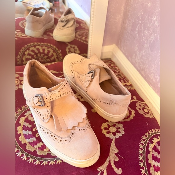 Frye Shoes - Blush Frye Suede Kiltie Buckle Loafers